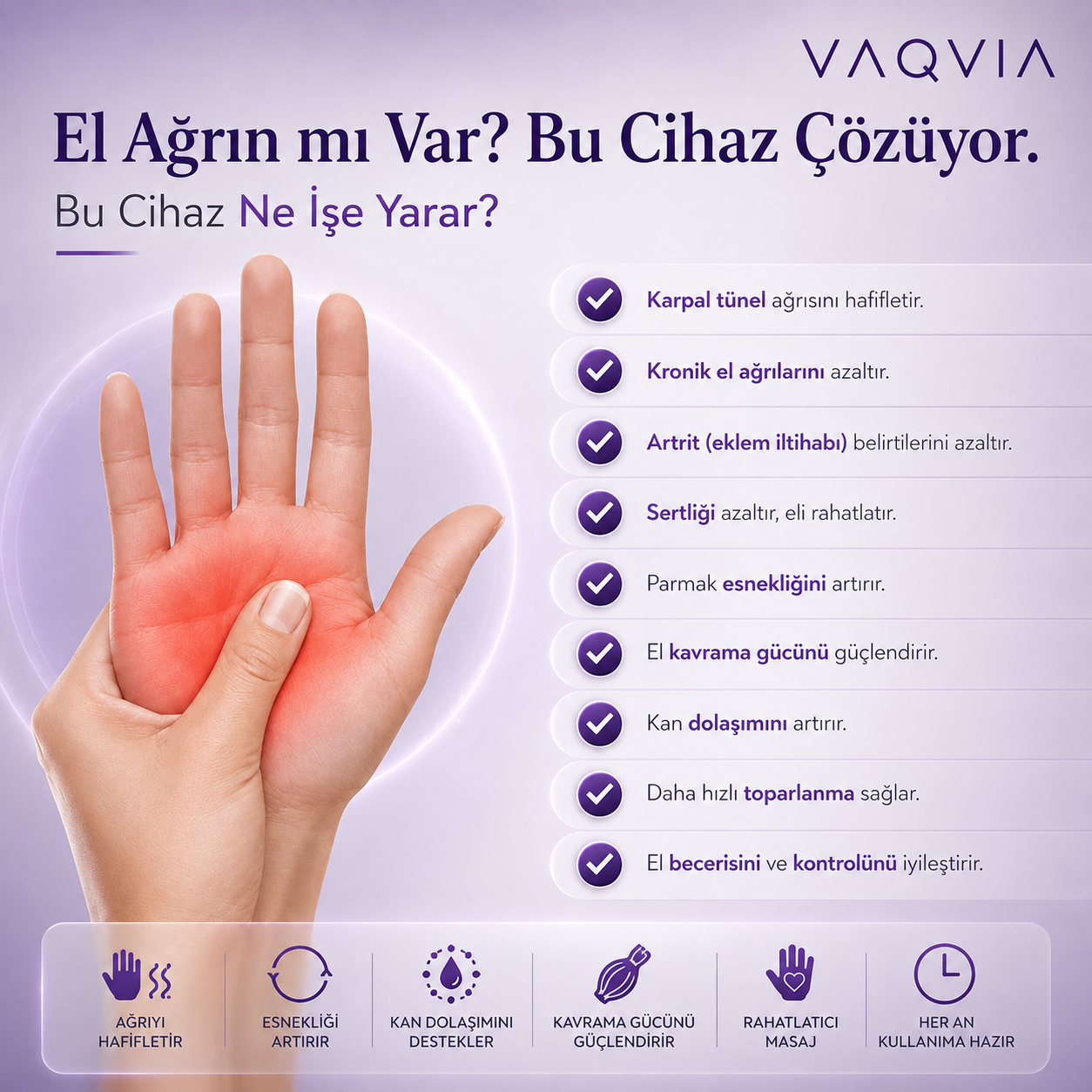 VAQVIA El & Bilek Isıtmalı Masaj Cihazı