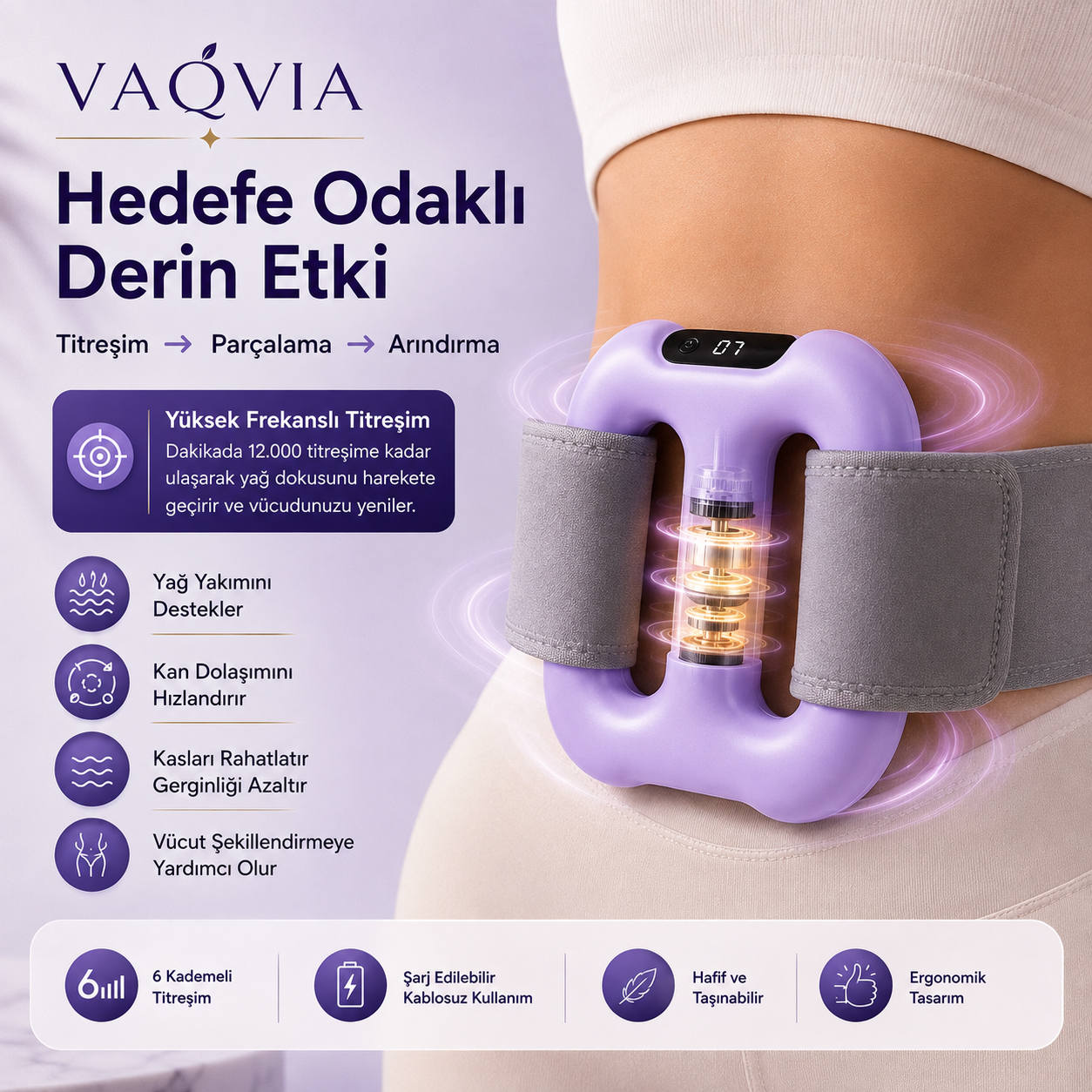 VAQVIA Fasya Masaj Aleti  6 Kademeli Titreşimli Vücut Masaj Cihazı