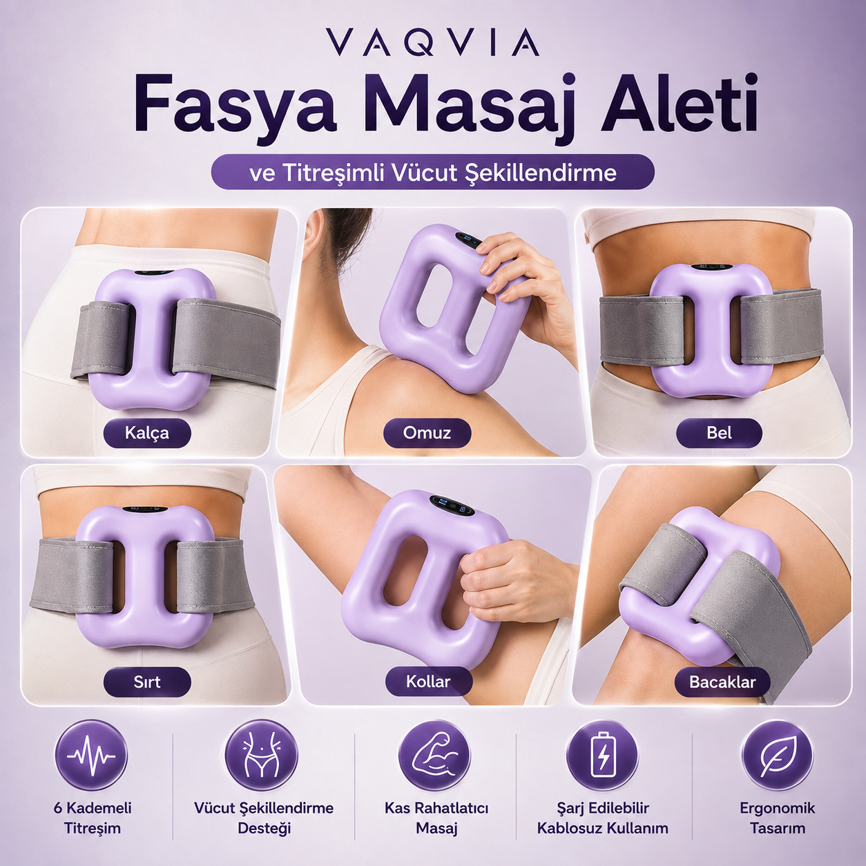 VAQVIA Fasya Masaj Aleti  6 Kademeli Titreşimli Vücut Masaj Cihazı